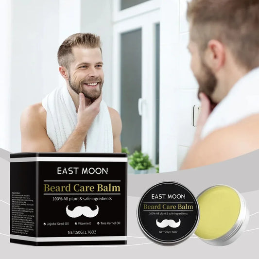 East Moon Men's Facial Hair Care Cream Strong Beard Nourishing Thick Soft Bright Black Moisturizing Care