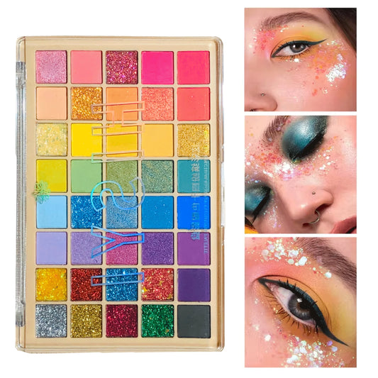 Halloween 40-Color Eyeshadow Palette – Rainbow, Glitter, Pearl & Matte Shades | Waterproof & Long-Wear