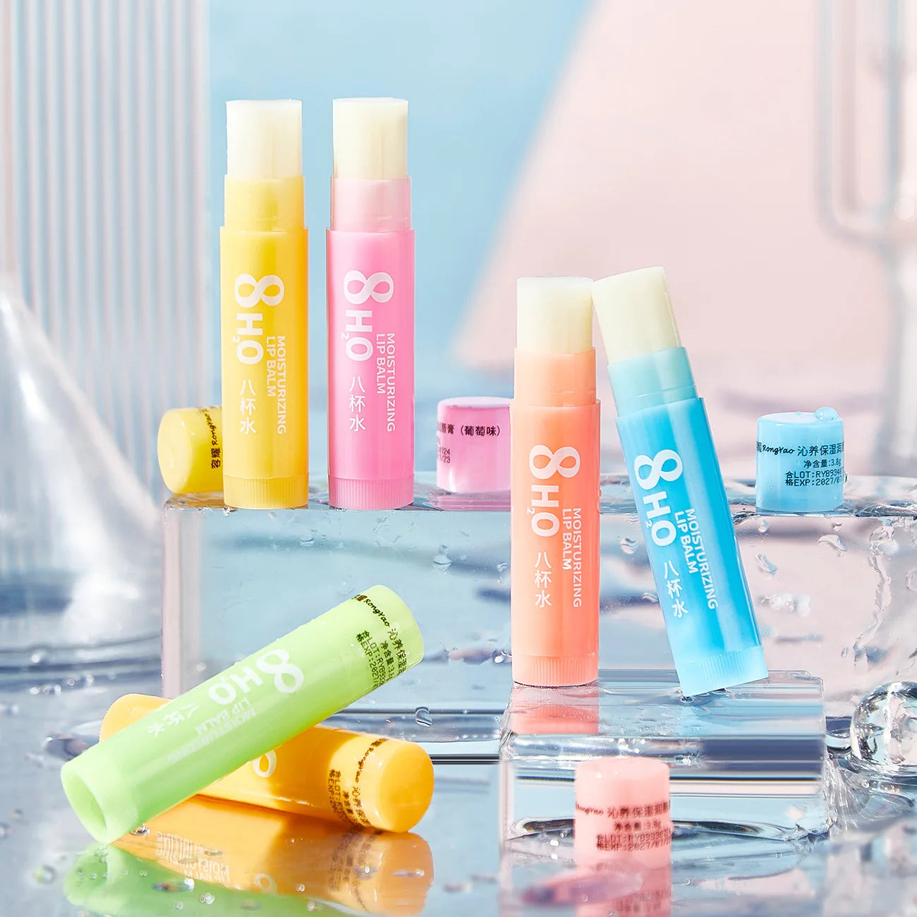 6pcs Fruit Lip Balm Set – Moisturizing & Brightening Lip Care Kit (Orange, Grape, Aloe, Strawberry)