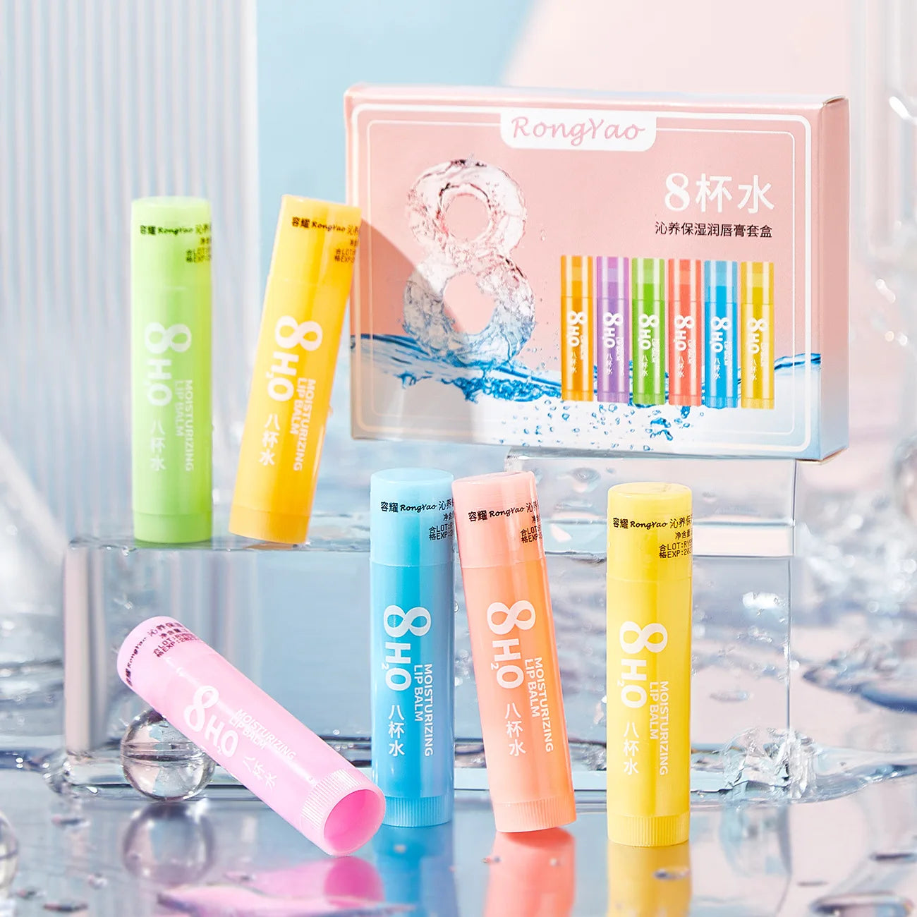 6pcs Fruit Lip Balm Set – Moisturizing & Brightening Lip Care Kit (Orange, Grape, Aloe, Strawberry)