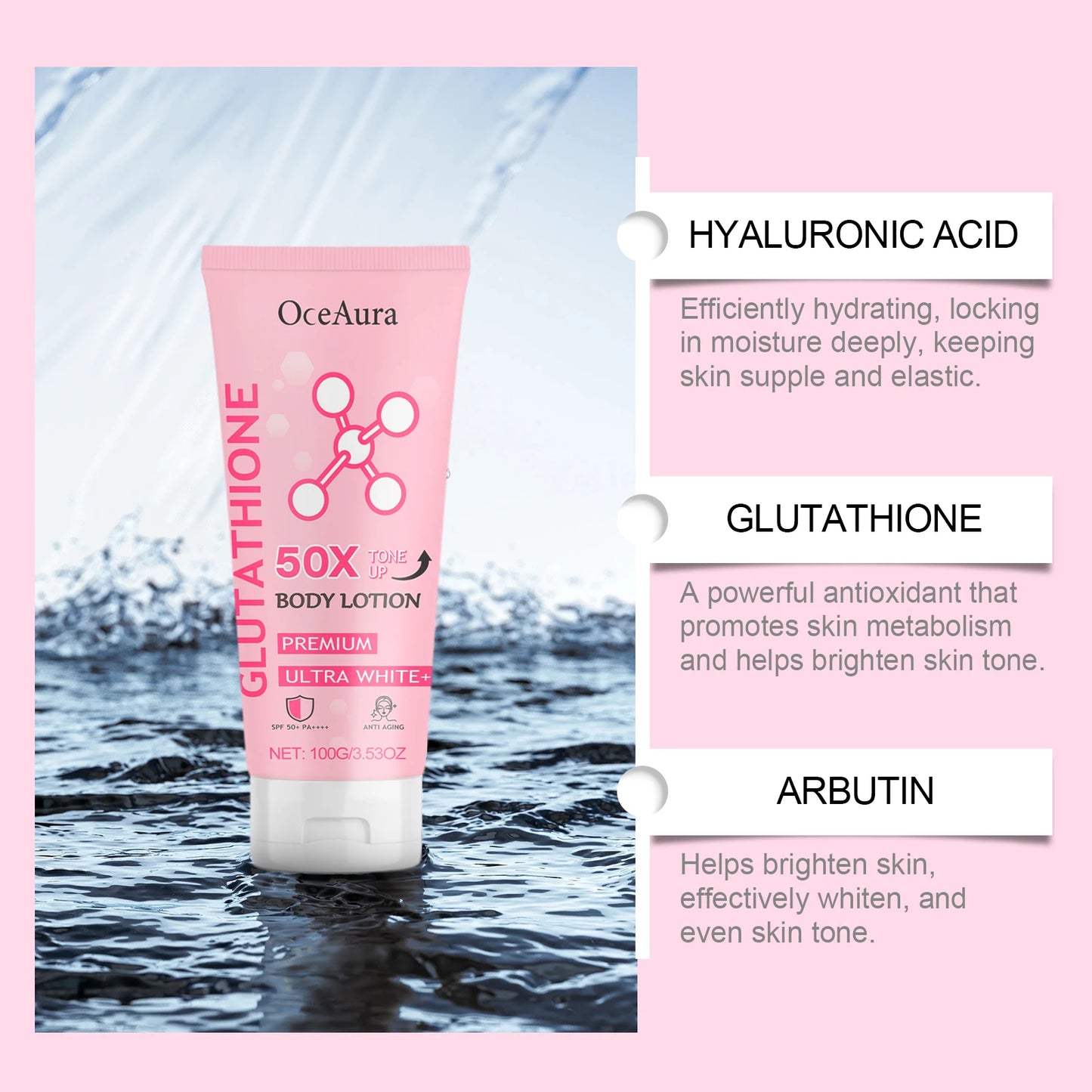 Glutathione Body Lotion Brightening Hydrating Revitalize Even Skin Tone Improve Skin Dry Rough Dullness Moisturizing Body Lotion