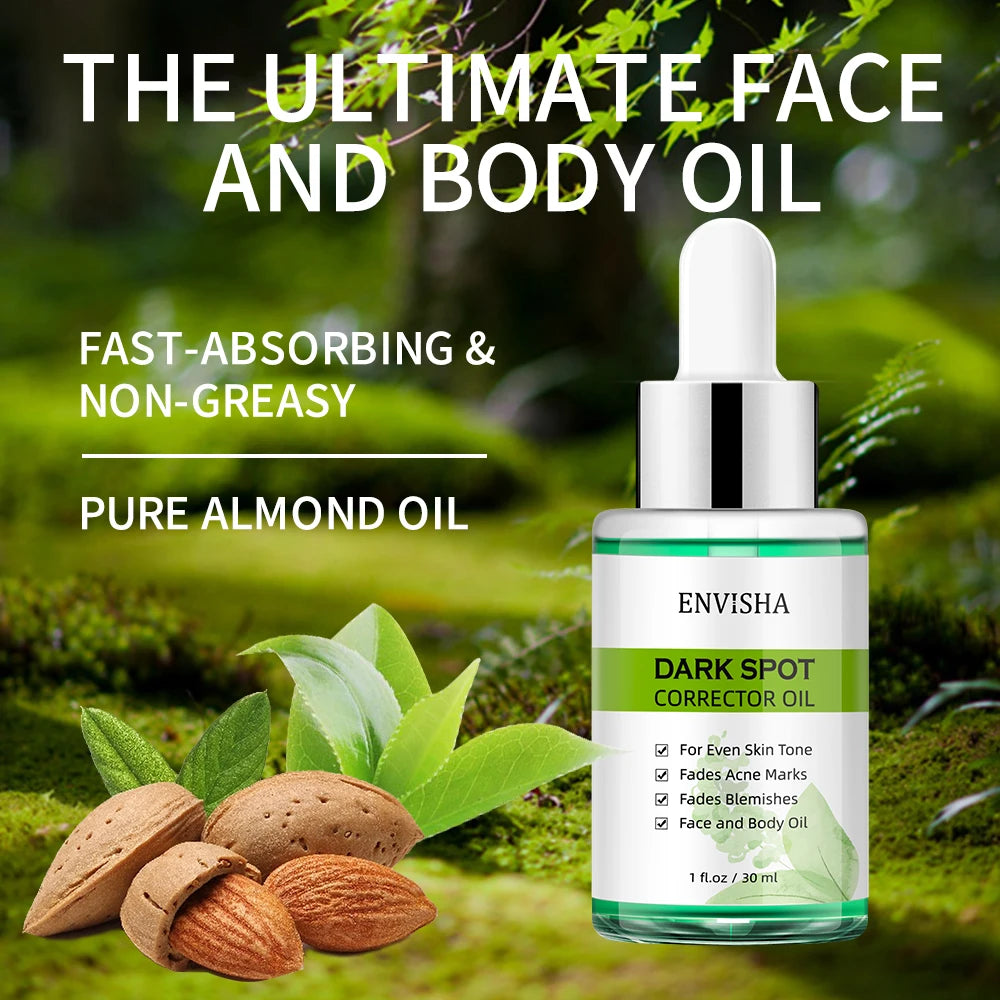 ENVISHA Face Skin Care Whitening Freckle Essential Oil Serum Remove Melasma Dark Spots Melanin Brighten Anti-Aging Shrink Pores