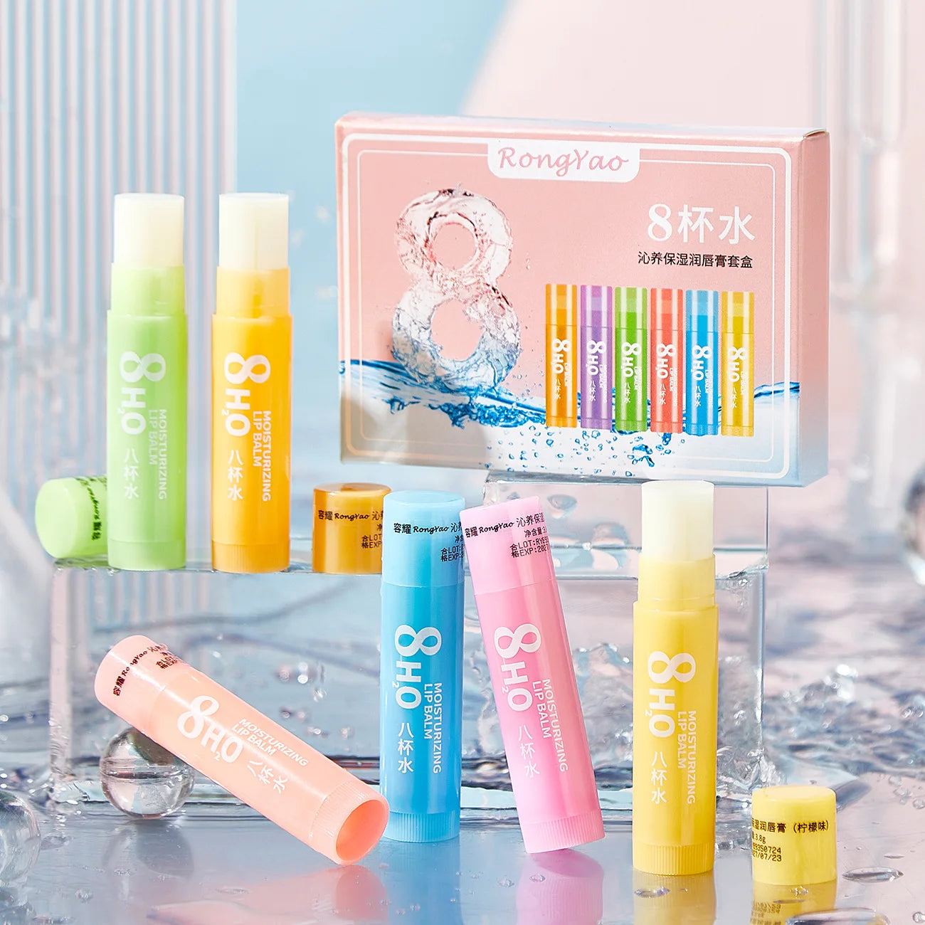 6pcs Fruit Lip Balm Set – Moisturizing & Brightening Lip Care Kit (Orange, Grape, Aloe, Strawberry)
