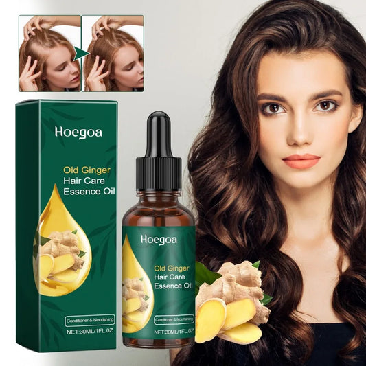 Hoegoa Old Ginger Hair Care Essence Oil Moisturize Hair Roots Repair Frizzy Knot Supple Strong Thick Hair