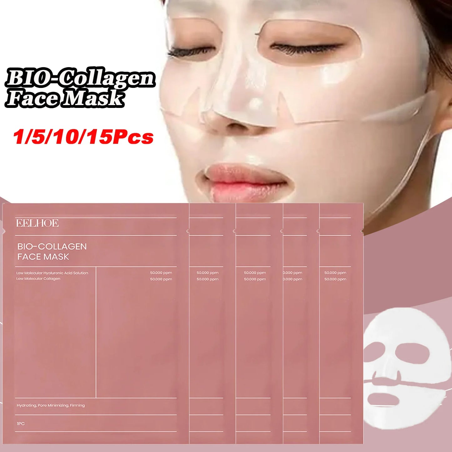 Bio-Collagen Face Mask | Deep Hydration & Pore Care (1/5/10/15 Pack)