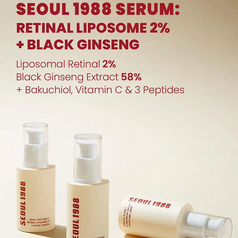 Korean Skin Care Seoul 1988 Vitamin C Wrinkle Care 4% Retinol Ginseng Serum Firm Fine Lines Eye Cream Moisturizing Brighten Set