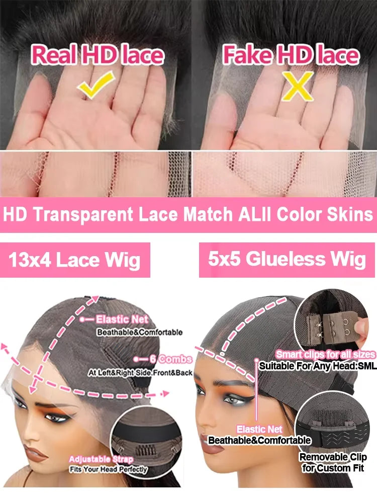 30 Inch 13x4 Deep Wave Lace Front Human Hair Wig Wave Curly Brazilian Pre Plucked Lace Frontal Wig