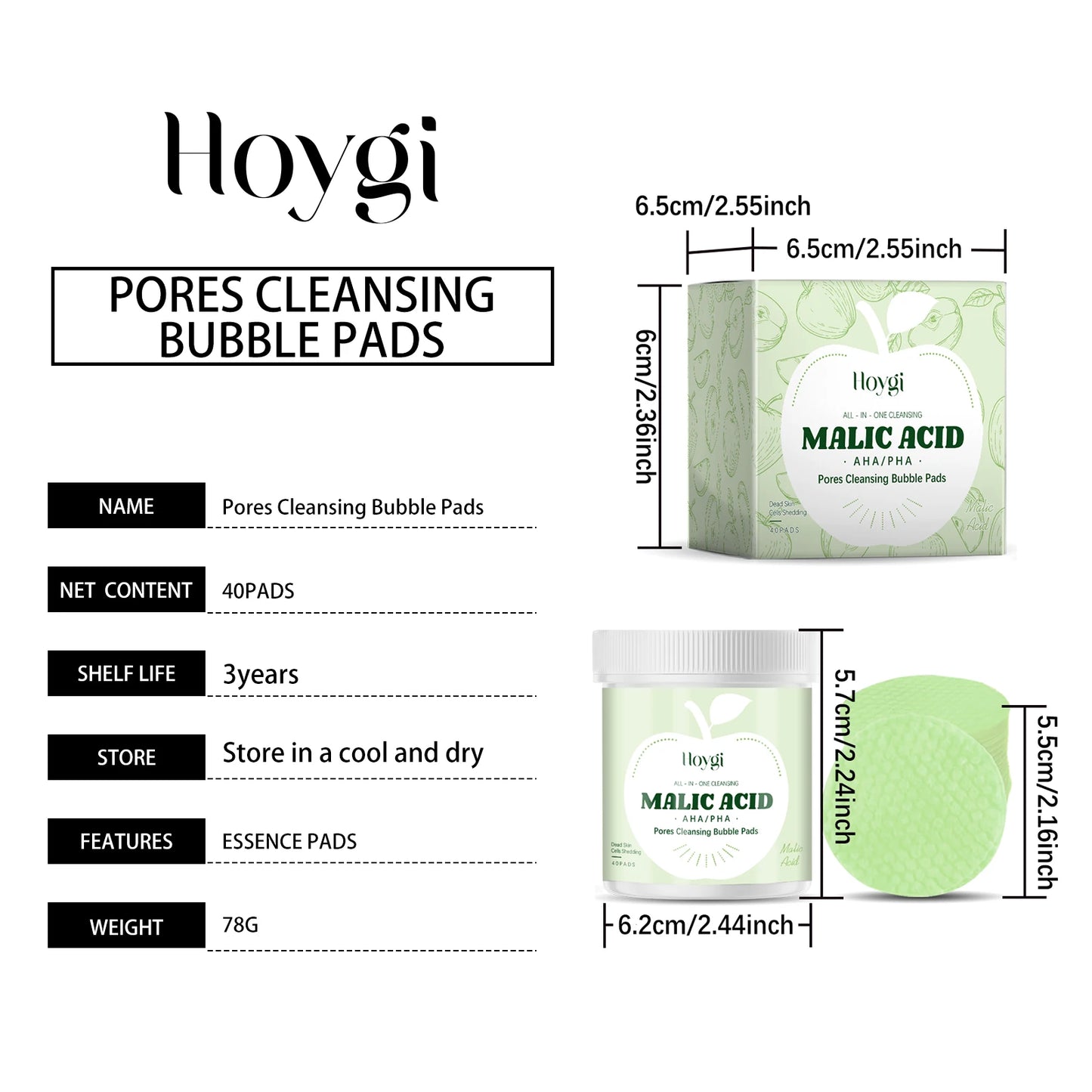 Pore Care Cleansing Pad Malic Acid Exfoliating Pads Facial Sponges Soothes and Refreshes Pores Moisturizes Skin Cleansing Pad