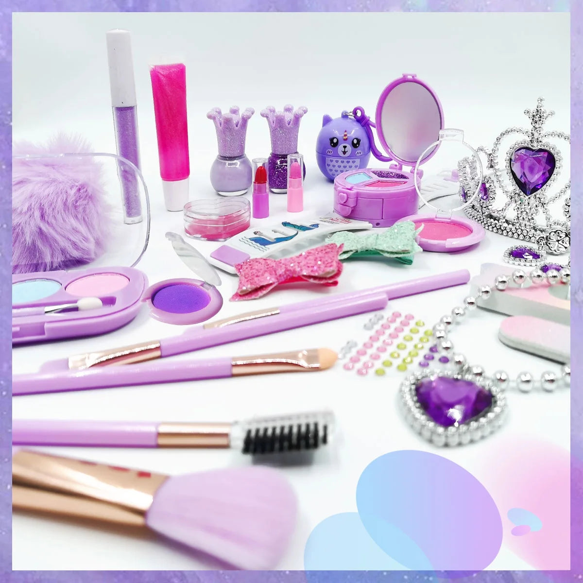 Washable Kids Makeup Set - Safe Makeup Kit for Girls, Pretend Play Makeup Toys for Toddlers, Ideal Princess Christmas Birthday Gifts for 3-10 Year Olds