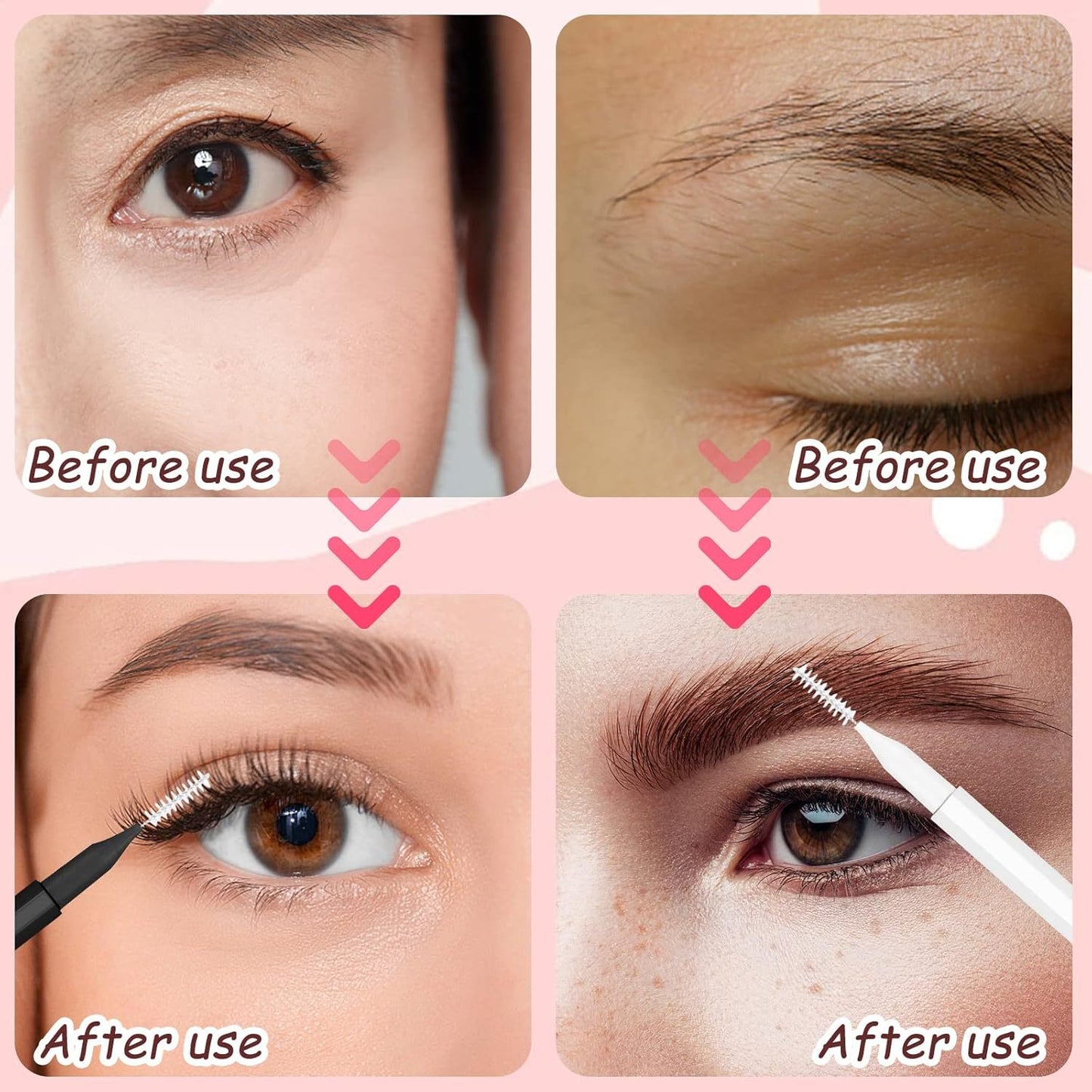 20/50/80PCS Eyebrow & Lash Brush Set with Caps | Spoolies + Angled Brushes in 5 Colors for Lamination, Extensions & Makeup