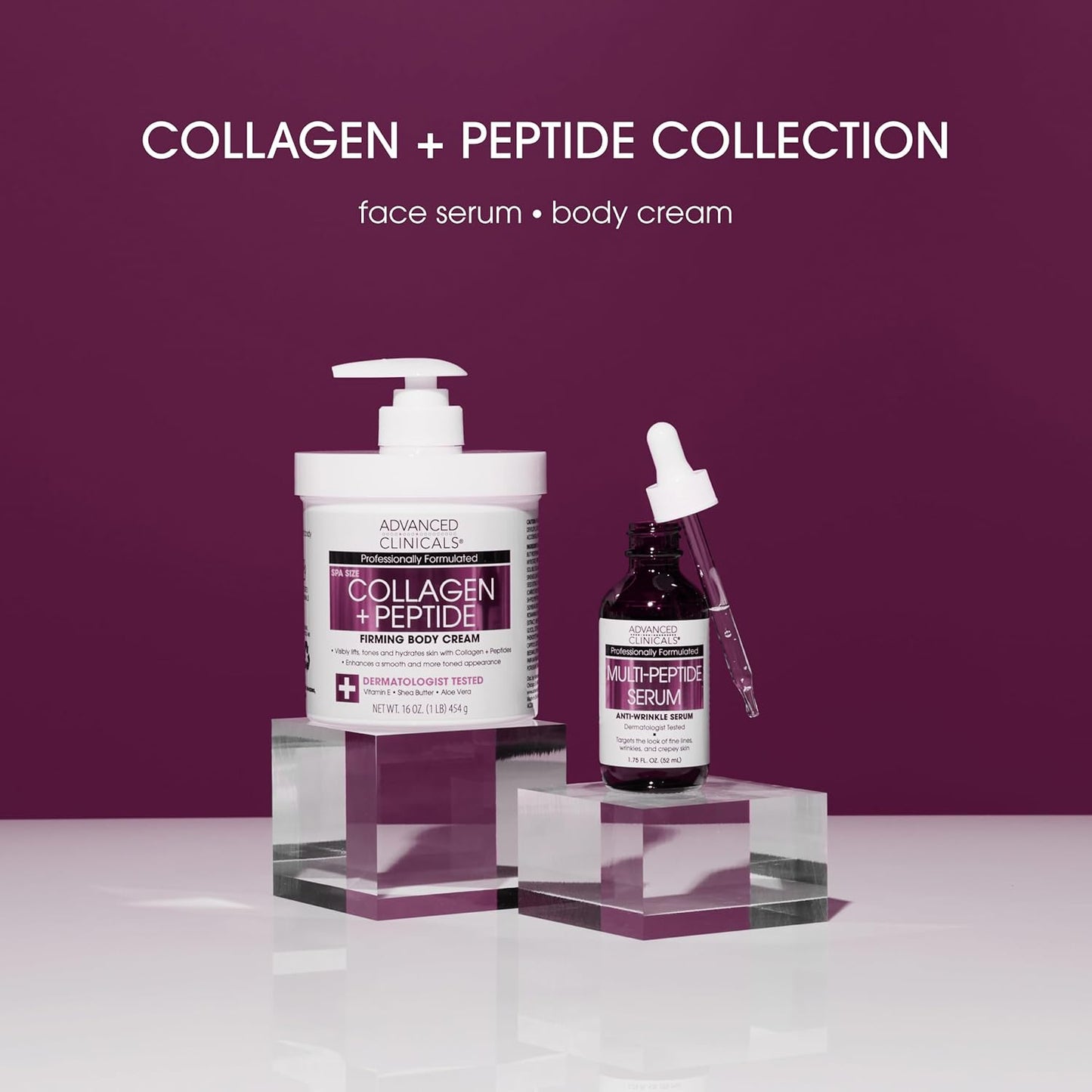 Collagen Peptides Body Lotion & Face Moisturizer | Peptide Infused Collagen Lotion for Women & Men Helps Improve Look of Crepey Skin, Wrinkles, & Uneven Dry Skin Texture, 16 Ounce