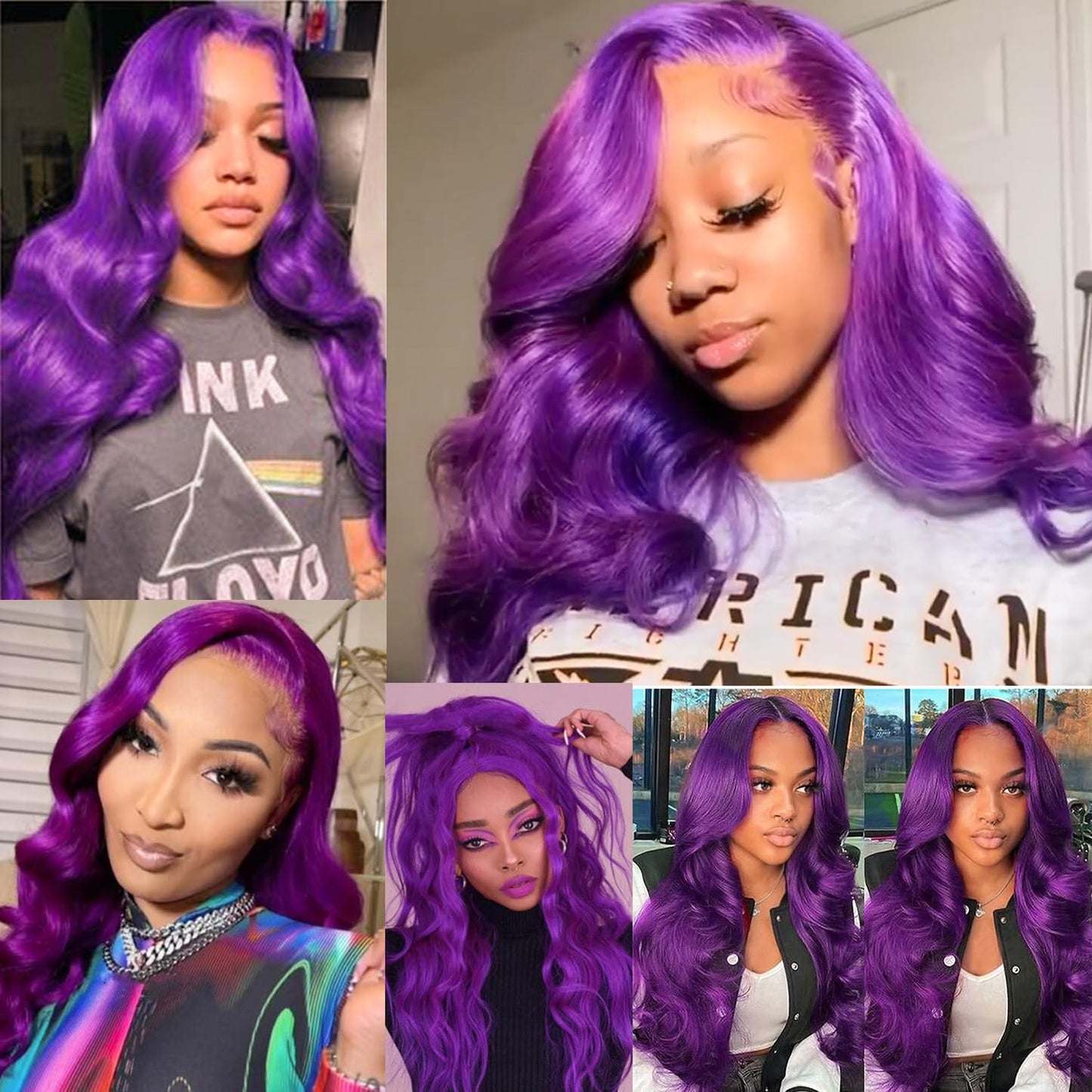 Purple Body Wave 13X4 Lace Frontal Wigs HD Lace Front Wigs Glueless Pre Plucked Bluish Violet Glueless Wigs 28 Inch Soft Hair Natural Hair Line Baby Hair Heat Resistant