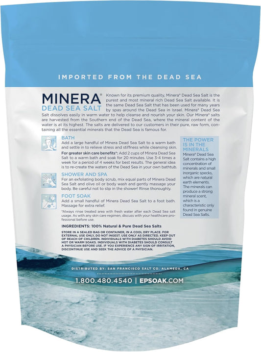 Fine Grain Dead Sea Salt for Bath & Soaking – 19 Lbs, Fast-Dissolving, 100% Pure & Natural, Unscented, Skin-Nourishing Bulk Sea Salt