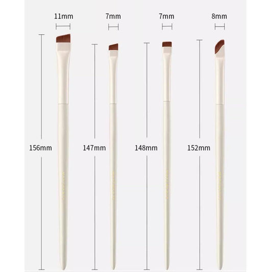 4 Piece Angled Eyeliner & Brow Brush Set Ultra Thin Precision Brushes For Gel Liner & Brows. Includes Leather Case.