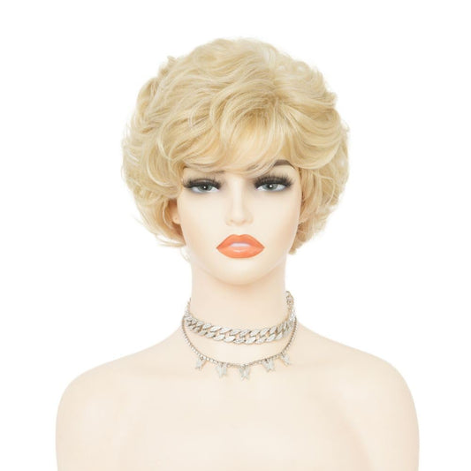 Short Blonde Curly Wigs for Women Fluffy Natural Looking Synthetic Cosplay Daily Hair Wig