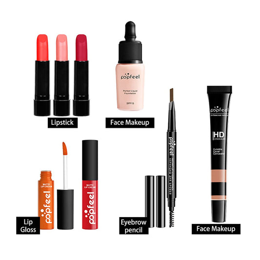 All in One Makeup Gift Kit, Multipurpose Makeup Set for Women, Full Kit with Face Makeup, Lipstick Set, Eyebrow Pencil, Lip Gloss (8 Pcs) (FJM1125WK2N106Q)