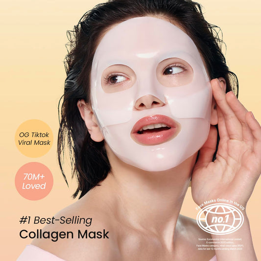 Bio-Collagen Real Deep Mask, Hydrating Overnight Hydrogel Mask, Pore Minimizing, Elasticity Improvement, 34G X4Ea