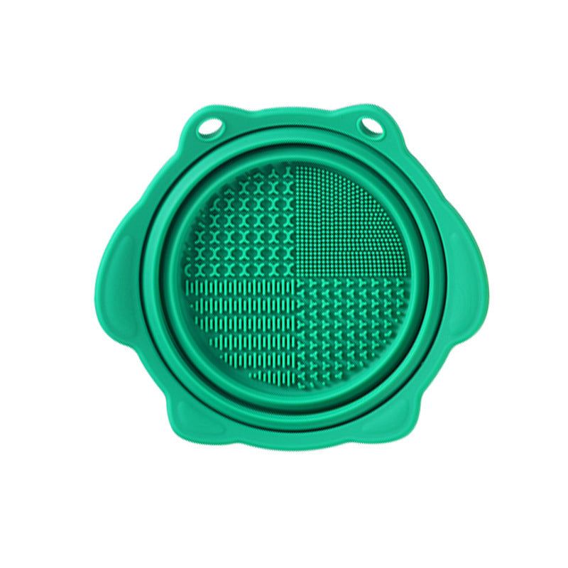 Multi-functional Silicone Makeup Brush Cleaning Folding Bowl Sponge Puff Beauty Tool Makeup Brush Washing Scrubber Pad Soft Mat Scrubber Box