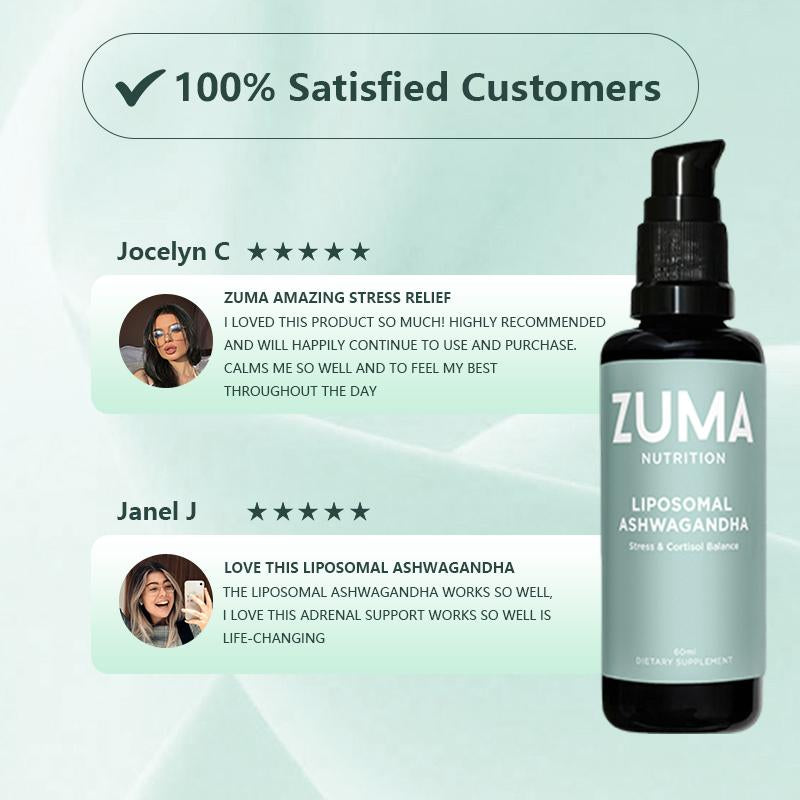 Zuma Nutrition Liposomal Ashwagandha Root Tonic 60Ml Organic Vegan Stress Relief Cortisol Balance for Men Women Supports Liver Health Boosts Immunity Made in USA - Supplement