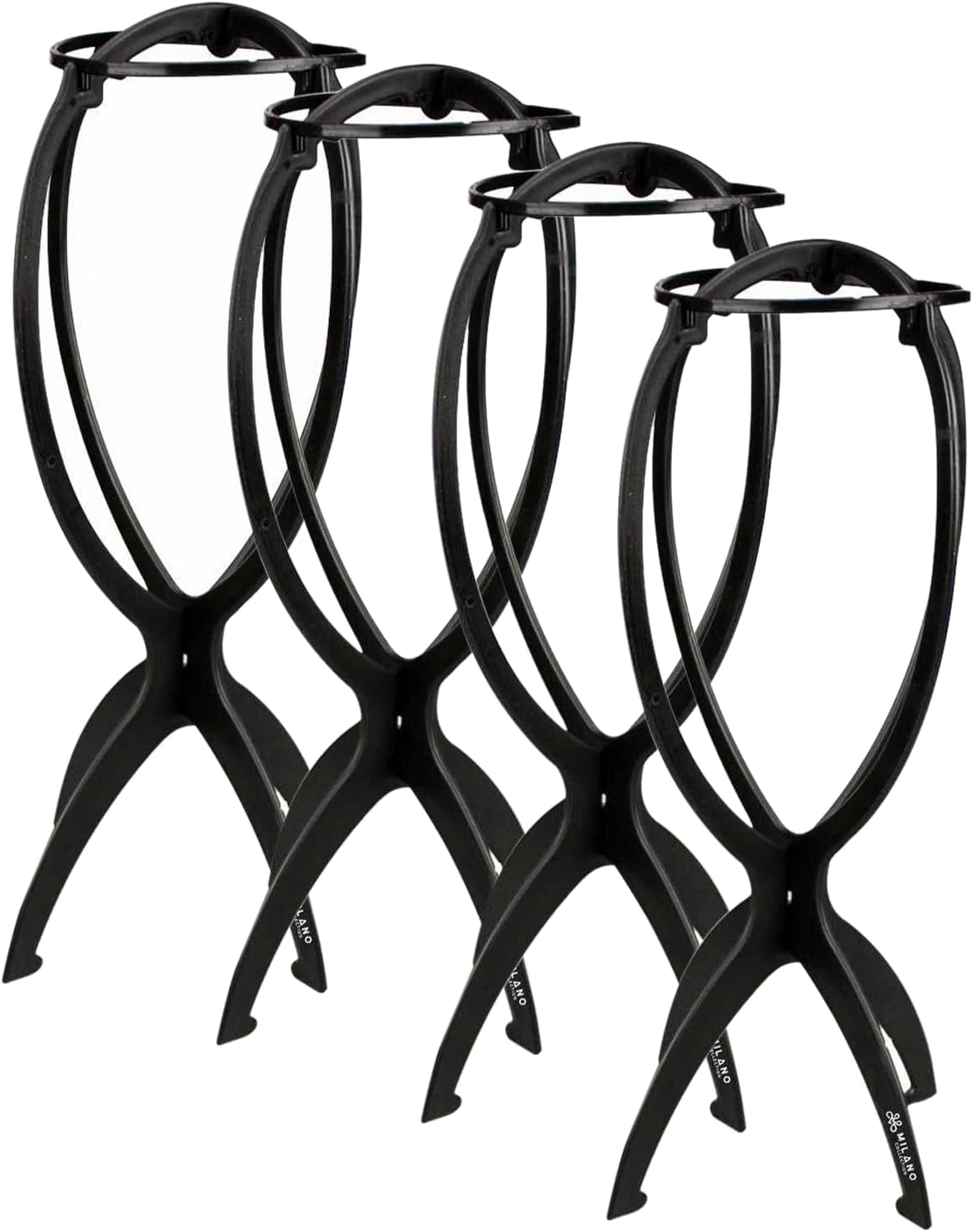 Bundle Wig Grip Band + Wig Stands, Non Slip Extra Hold Tan Wig Band for Wigs and Frontals + 4-Pack Wig Stands for Drying, Styling, or Displaying