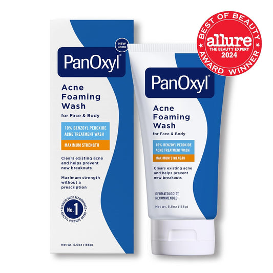 Acne Foaming Wash Benzoyl Peroxide 10% Maximum Strength Antimicrobial, 5.5 Oz