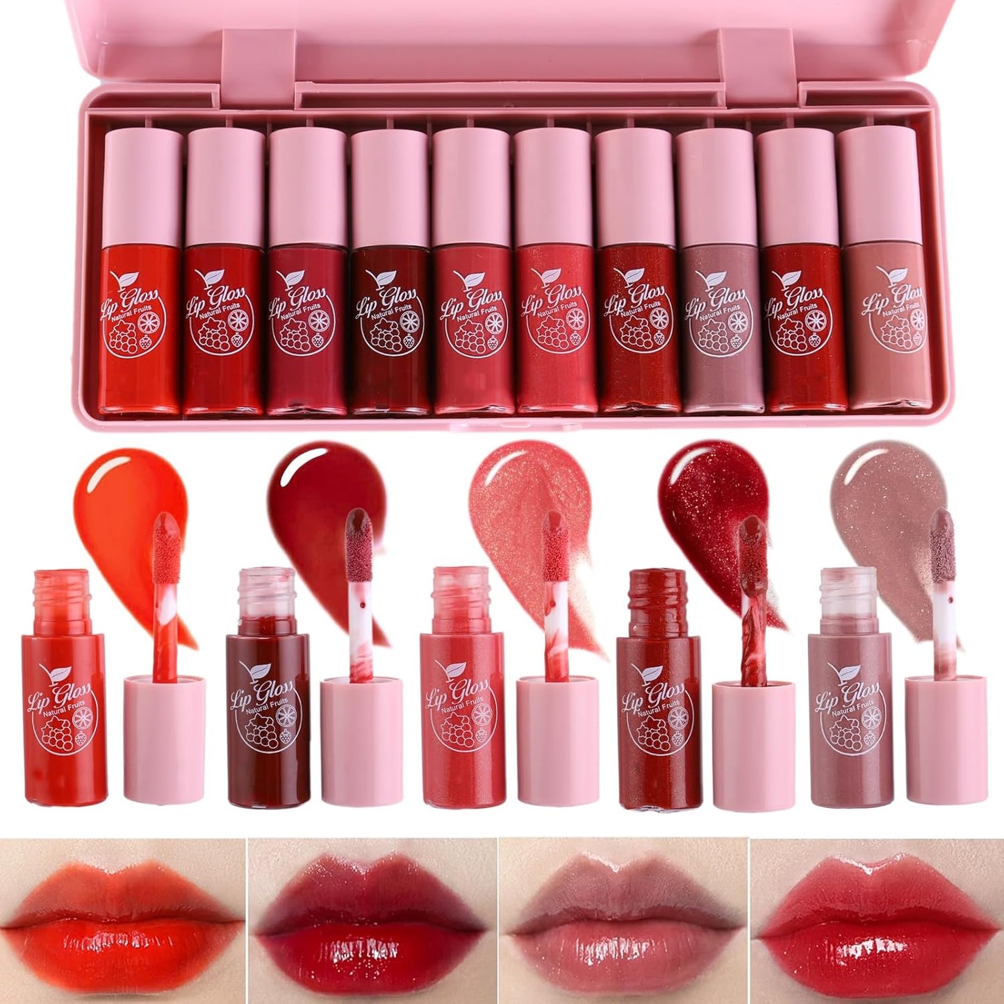 10 Colors Lip Stain Long Lasting Waterproof, Tinted Cheek & Lip Stain, Korean Lip Tint, Tinta Para Labios, Mini Liquid Lipstick Set