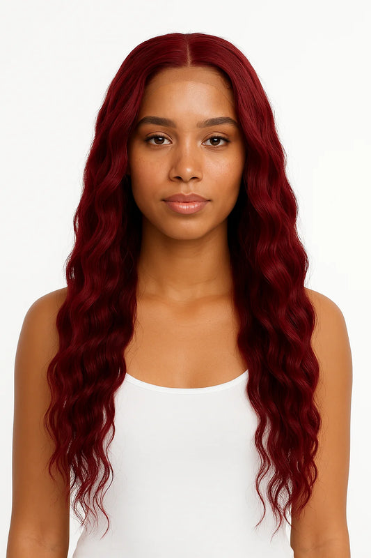 Long Burgundy Synthetic Wig Lace Front Wigs with Pre Plucked Baby Hair 24 Inch Long