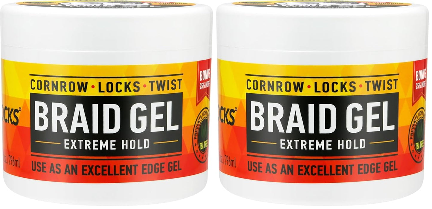 Braid Gel (5 Oz) | Extreme Hold, High Shine | Frizz & Flake-Free Edge Control | Tea Tree, Lavender, Peppermint Oil | Slick & Style Braids, Locks, Twists, Cornrows | 5 Oz