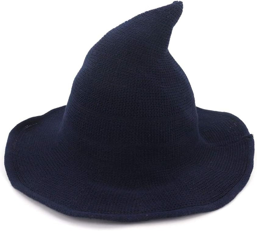 Womens Witch Hat Knitted Wool Cap for Halloween Party Masquerade Cosplay Costume Accessory and Daily, Black