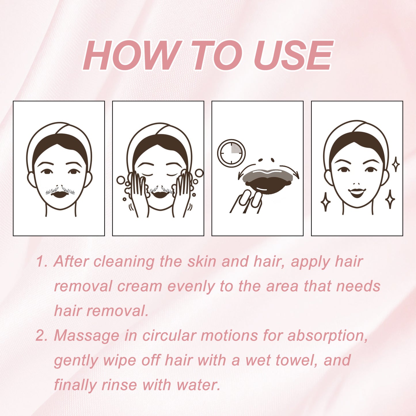 Ouhoe Peach Hair Removal Cream Gentle Non-Irritant Cleaning Ladies Facial Lip Hair Quick Hair Removal Cream