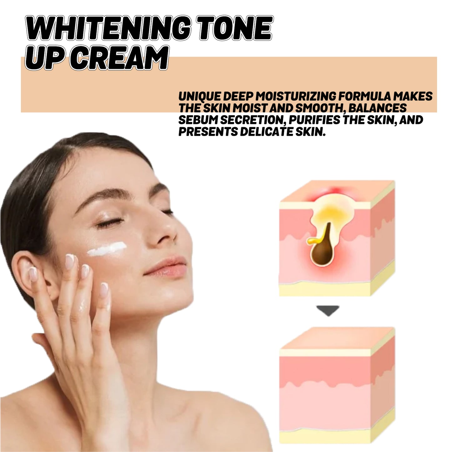 Whitening Tone Up Cream, Moist And Soft Fade Spots Rough Dry Skin Dark Skin Cream