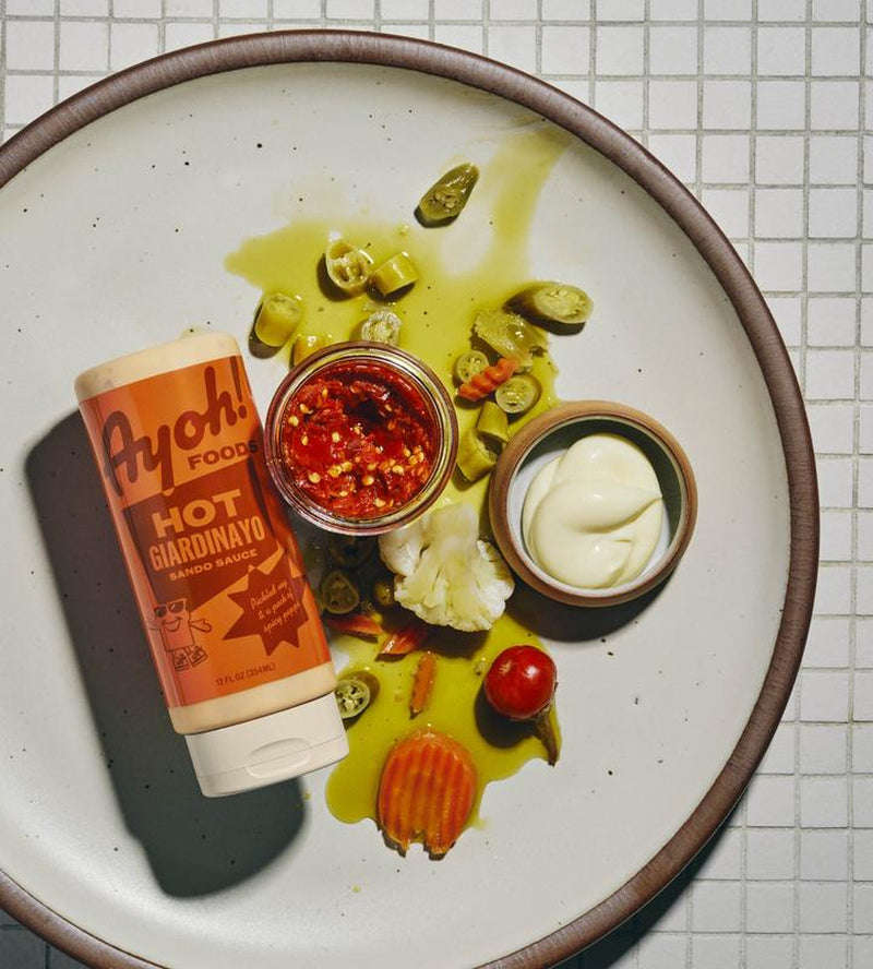 Ayoh Foods Starter Pack Flavorful Spice Blend Seasoning - Hot Giardinayo & Dill Pickle Mayo Sando Sauce - Bold Ingredients for Sandwiches & Snacks