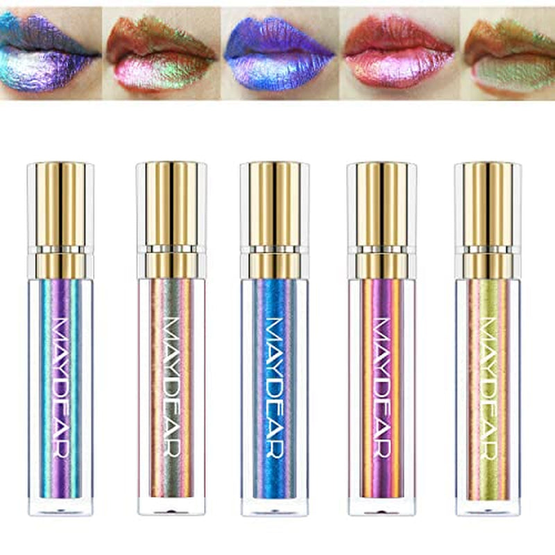Chameleon Lipstick – Metallic Multichrome Lipstick, Long-Lasting, Fuchsia Green (08)