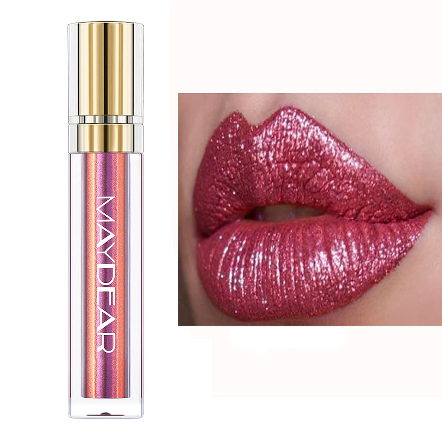 Chameleon Lipstick – Metallic Multichrome Lipstick, Long-Lasting, Fuchsia Green (08)