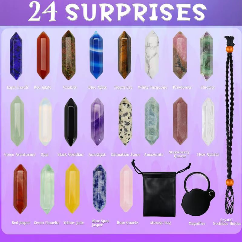 Crystals Advent Calendar 2024 2024 Advent Calendar for Christmas 24 Days Countdown Calendar Crystals for Kids Boys Girls