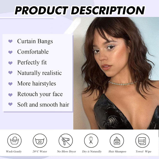 Dark Brown Wavy Bob Wig Natural Brown Curly Bob Wig with Curtain Bangs for Black Women,Synthetic Short Curly with Bangs Wavy Shoulder Length Hair for Daily Use 4#