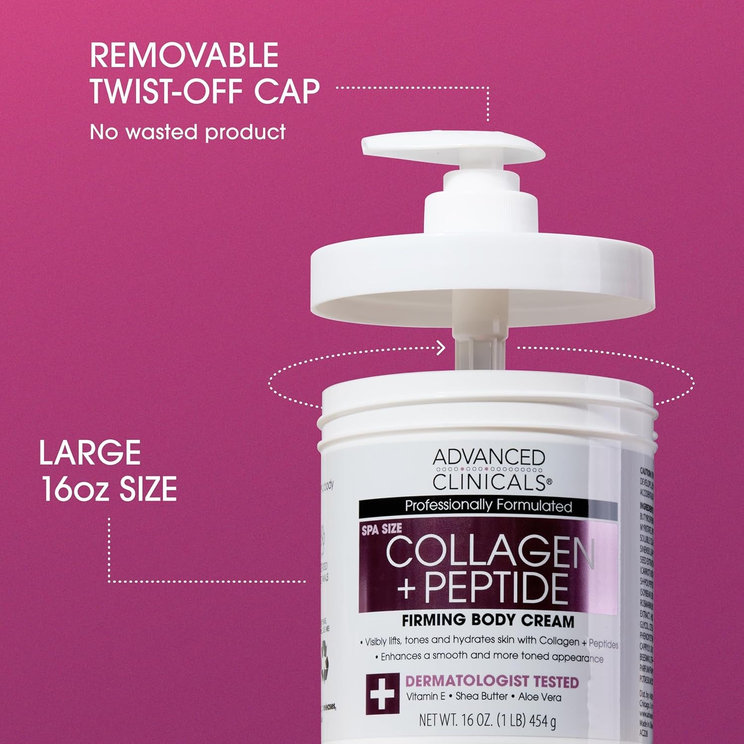 Collagen Peptides Body Lotion & Face Moisturizer | Peptide Infused Collagen Lotion for Women & Men Helps Improve Look of Crepey Skin, Wrinkles, & Uneven Dry Skin Texture, 16 Ounce