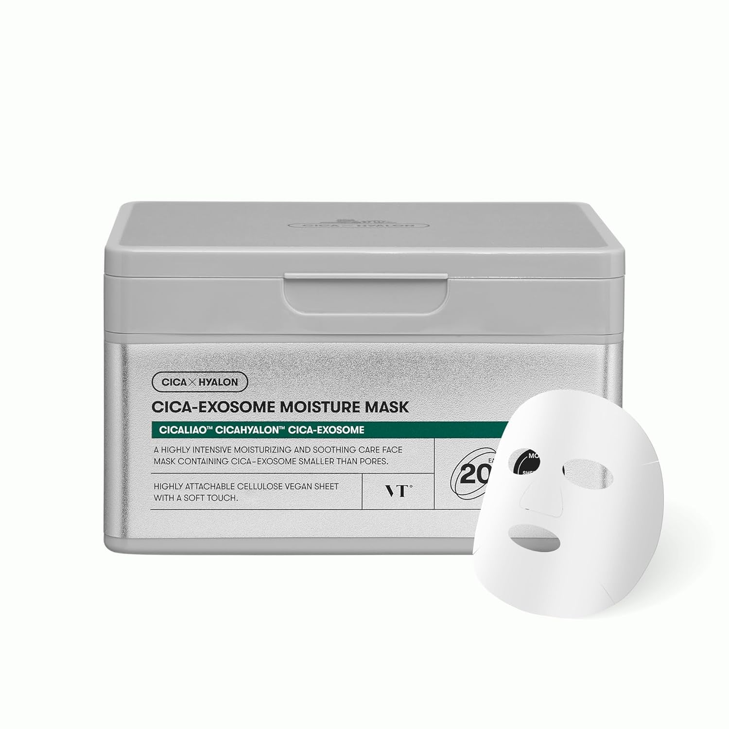 CICA Daily Soothing Mask 30 Sheets, Centella Asiatica & Hyaluronic Acid for Moisturizing & Hydrating, Instant Calm & Glow, Skin Softening Facial Mask, Korean Face Mask
