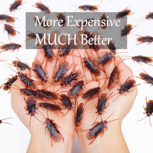 Pretty Realistic 50PCS Fake Roaches, Fake Cockroaches  Great Way to Play a Prank, Faux Cockroaches Lifelike Creepy Perfect for Halloween Project, Tricking People, Kid Playing