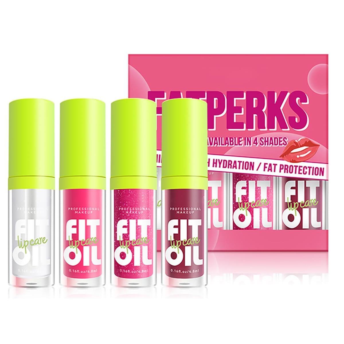 Hydrating Lip Oil, Big Brush Head Glaze Shiny Transparent Glow Oil, Nourishing & Non-Sticky Long Lasting Fresh Clear Smooth Care Plumping Oil (Set B)