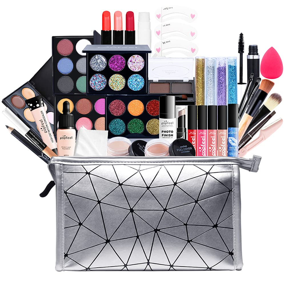 All in One Makeup Gift Kit, Multipurpose Makeup Set for Women, Full Kit with Face Makeup, Lipstick Set, Eyebrow Pencil, Lip Gloss (8 Pcs) (FJM1125WK2N106Q)