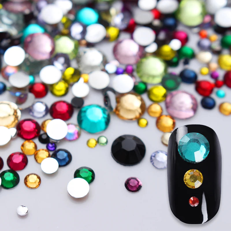 Plaksteen Nail Rhinestones Kleurrijke Crystal Mixed Size Nail Studs 1 zak HotFix Manicure Nail Art Decoraties