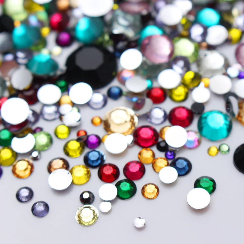 Plaksteen Nail Rhinestones Kleurrijke Crystal Mixed Size Nail Studs 1 zak HotFix Manicure Nail Art Decoraties