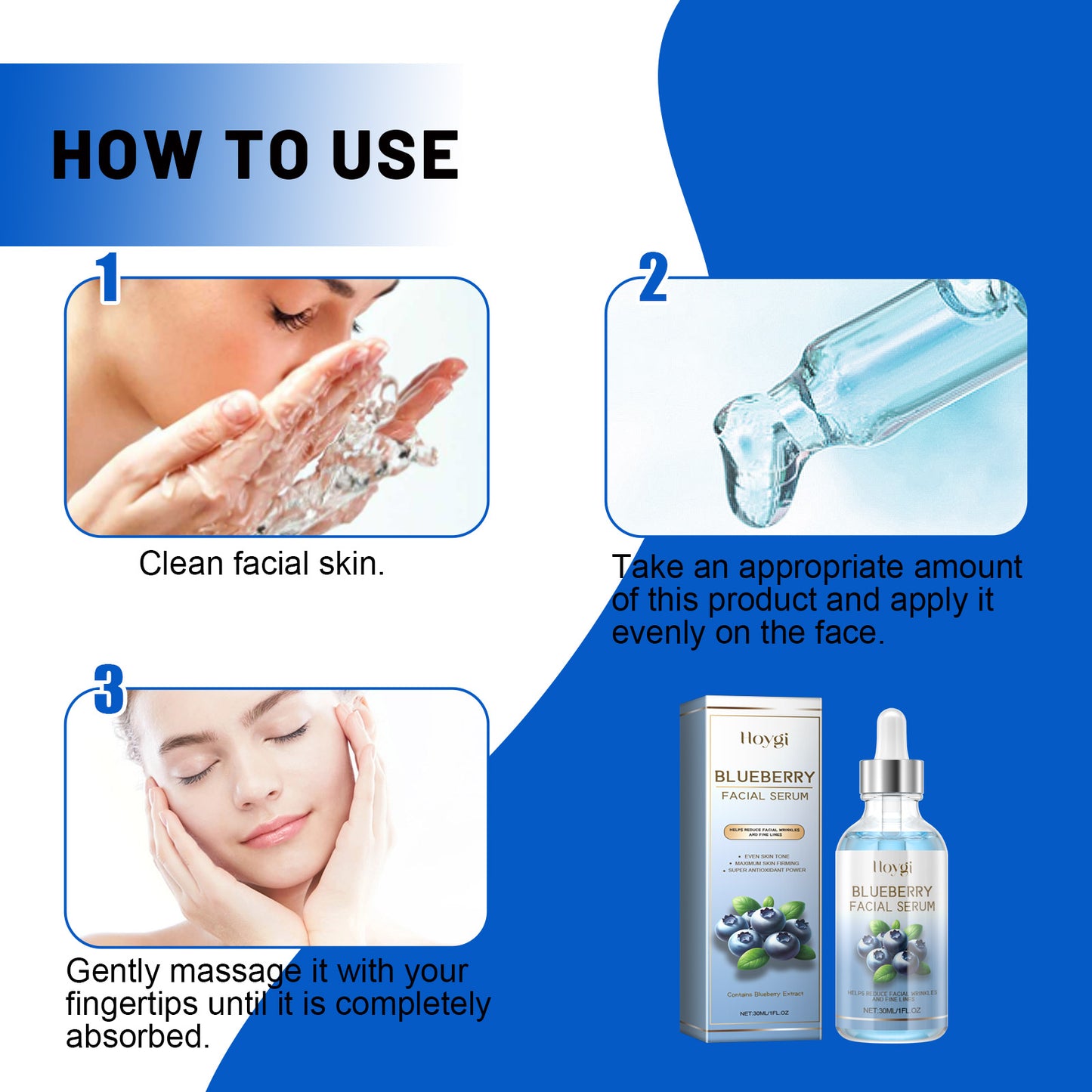 Blueberry Facial, Care Facial Skin Deep Cleansing Anti-Wrinkle Skin Care Essence Beauty Brightening Cream