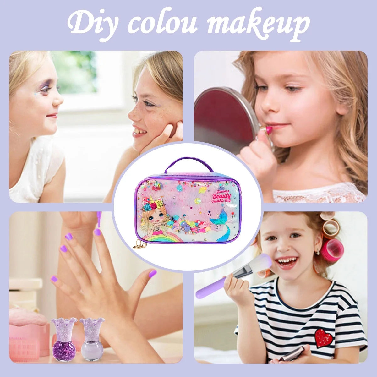 Washable Kids Makeup Set - Safe Makeup Kit for Girls, Pretend Play Makeup Toys for Toddlers, Ideal Princess Christmas Birthday Gifts for 3-10 Year Olds