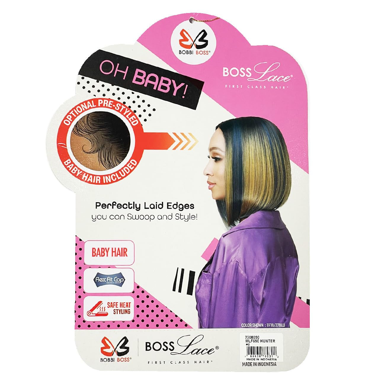 HD Lace Front Wig MLF650 Oh Baby Transparent Lace 5 Inch Deep Part Hunter (3T1B/EMRBL)