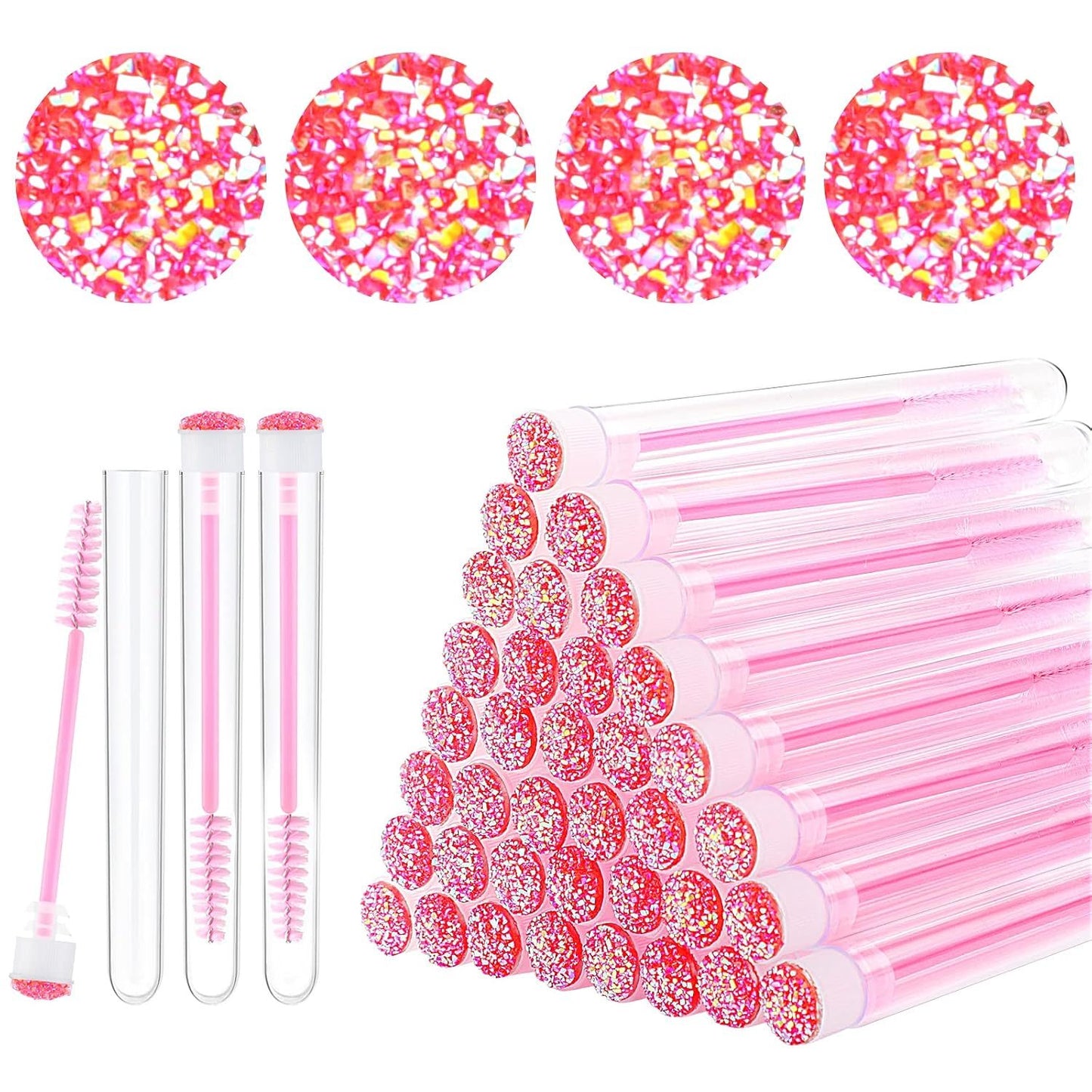 Disposable Mascara Wands | 10–50 Pcs Diamond Lash Spoolies (4 Colors)
