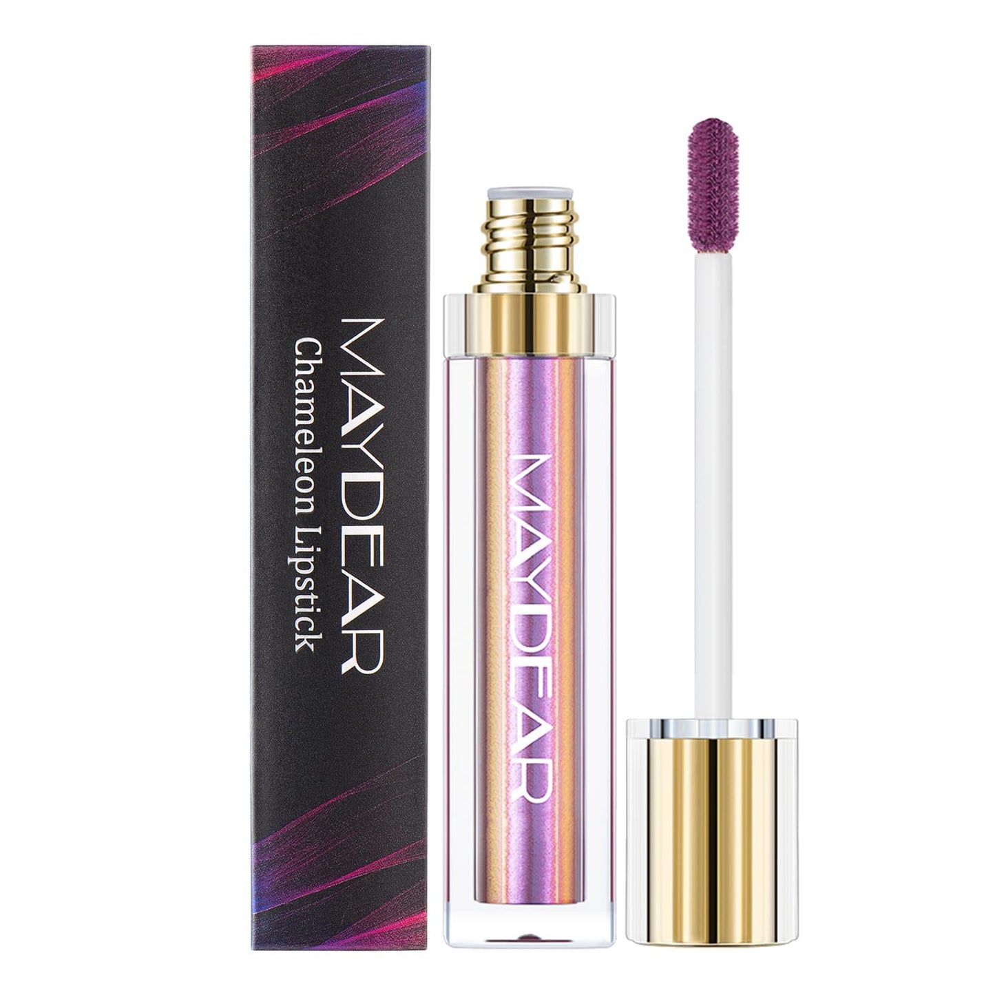 Chameleon Lipstick – Metallic Multichrome Lipstick, Long-Lasting, Fuchsia Green (08)