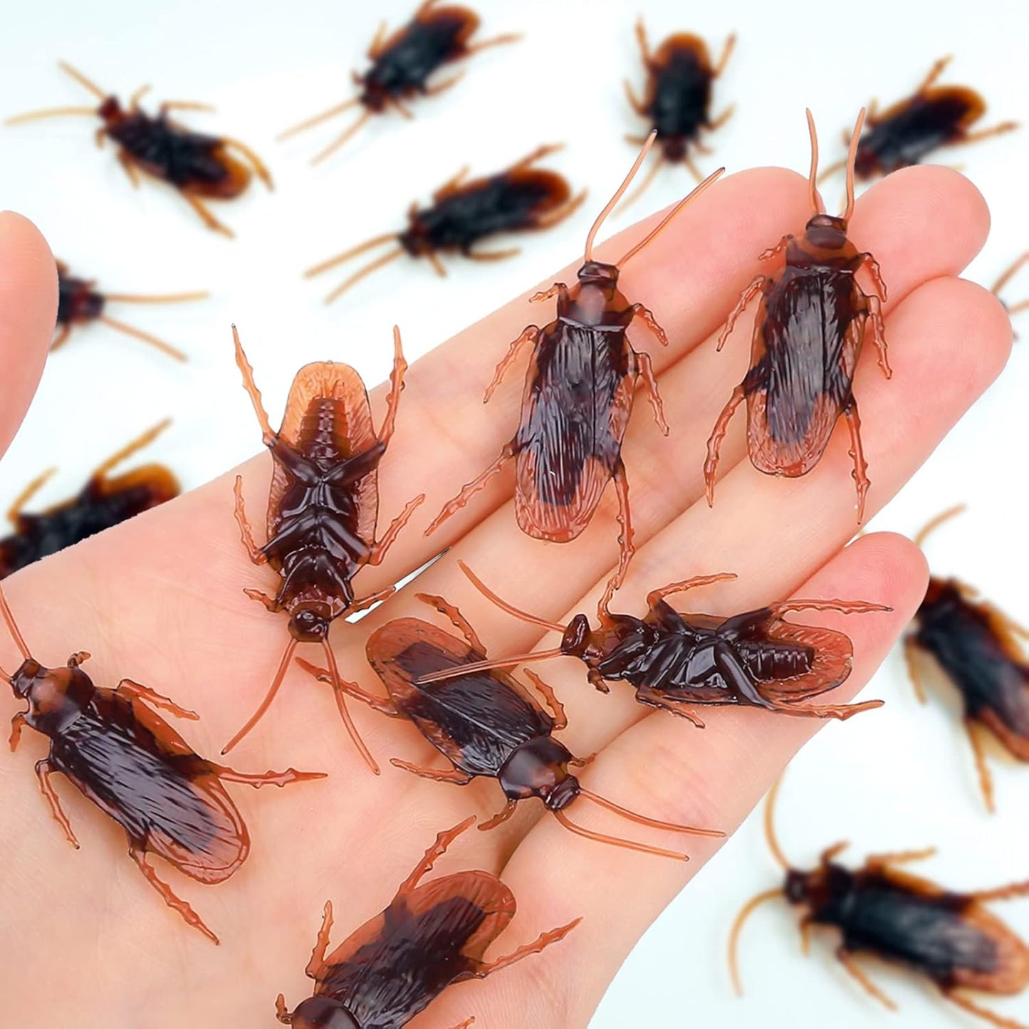 Pretty Realistic 50PCS Fake Roaches, Fake Cockroaches  Great Way to Play a Prank, Faux Cockroaches Lifelike Creepy Perfect for Halloween Project, Tricking People, Kid Playing