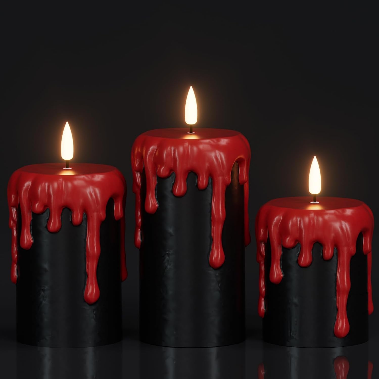 Halloween Flameless Candles, LED Flickering Battery Pillar Candles with 6H Timer and Pumpkin Decals, Spooky Fall Halloween Festival Party Decoration Set of 3 (D 3” X H 4” 5” 6”)